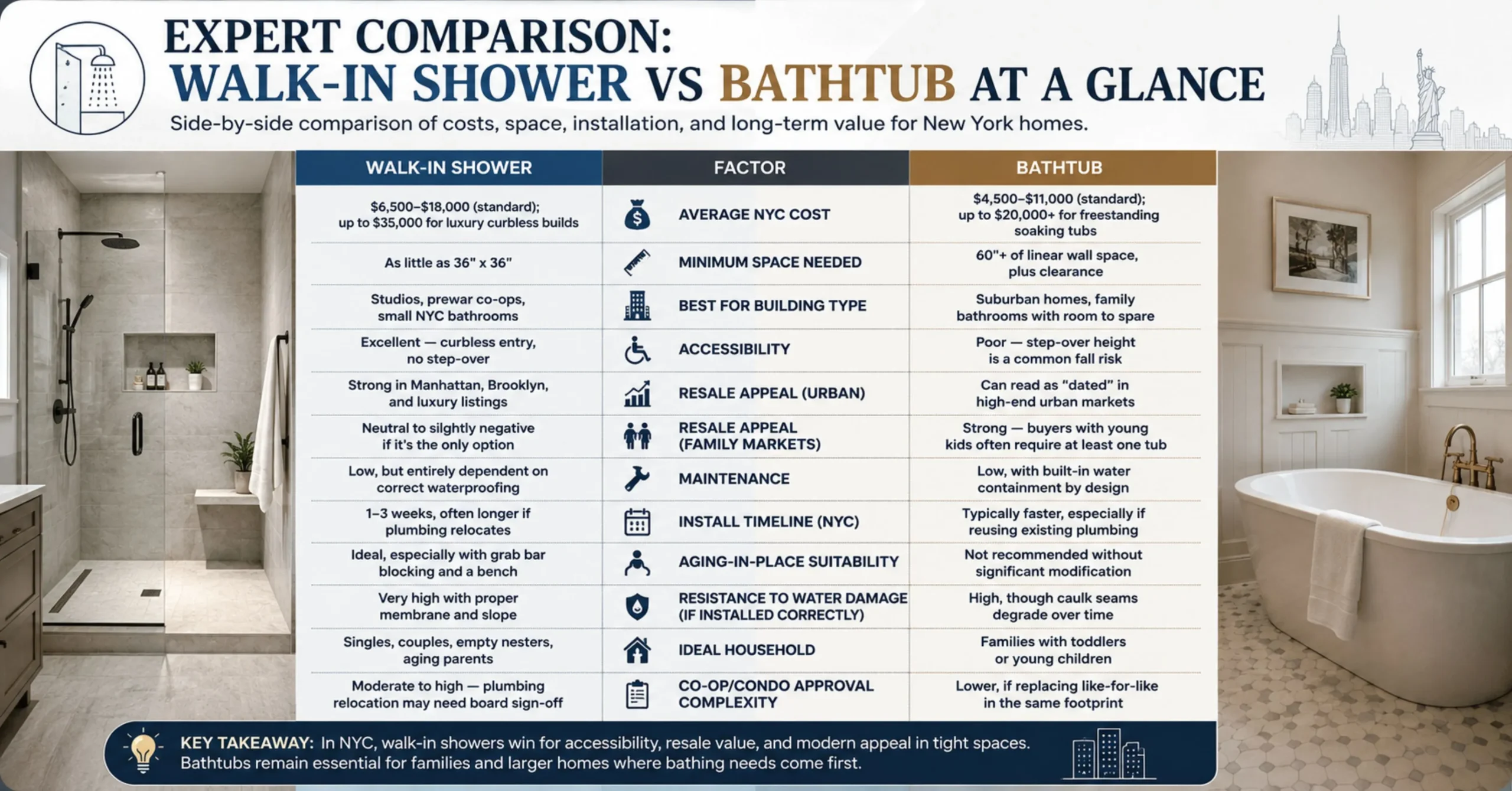Walk-In Shower vs Bathtub: What New Yorkers Are Really Choosing