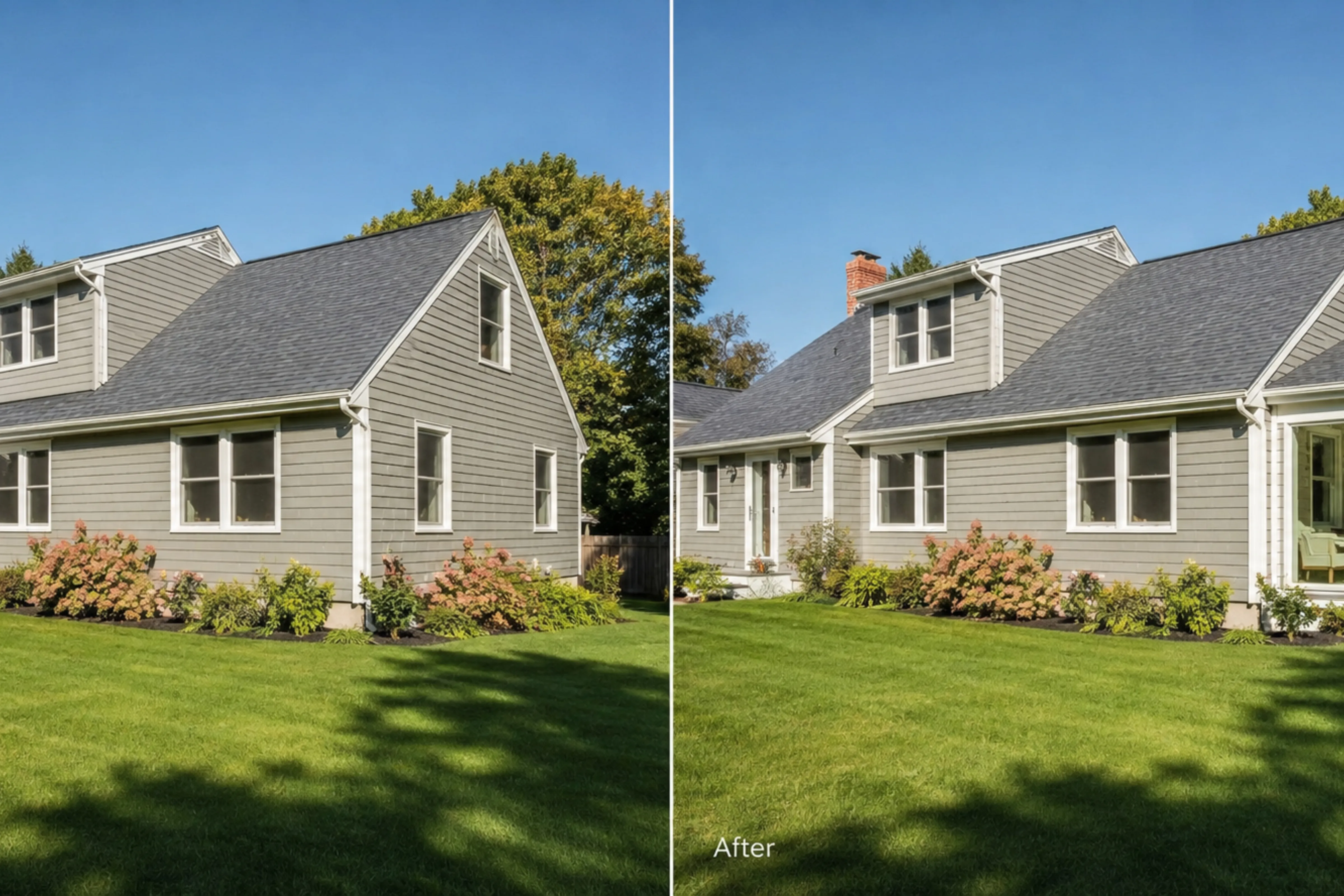 Home addition before and after
