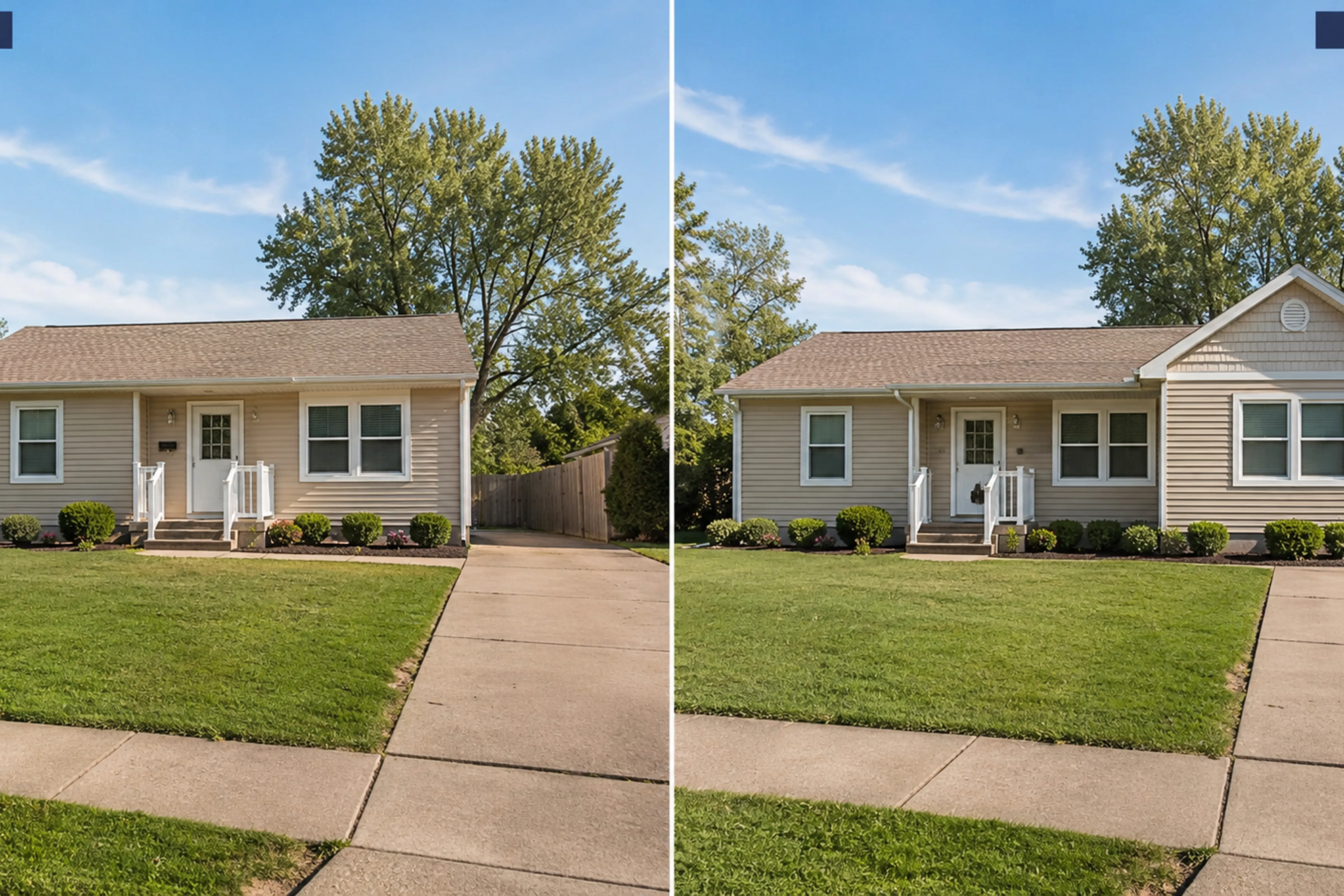 Home addition before and after