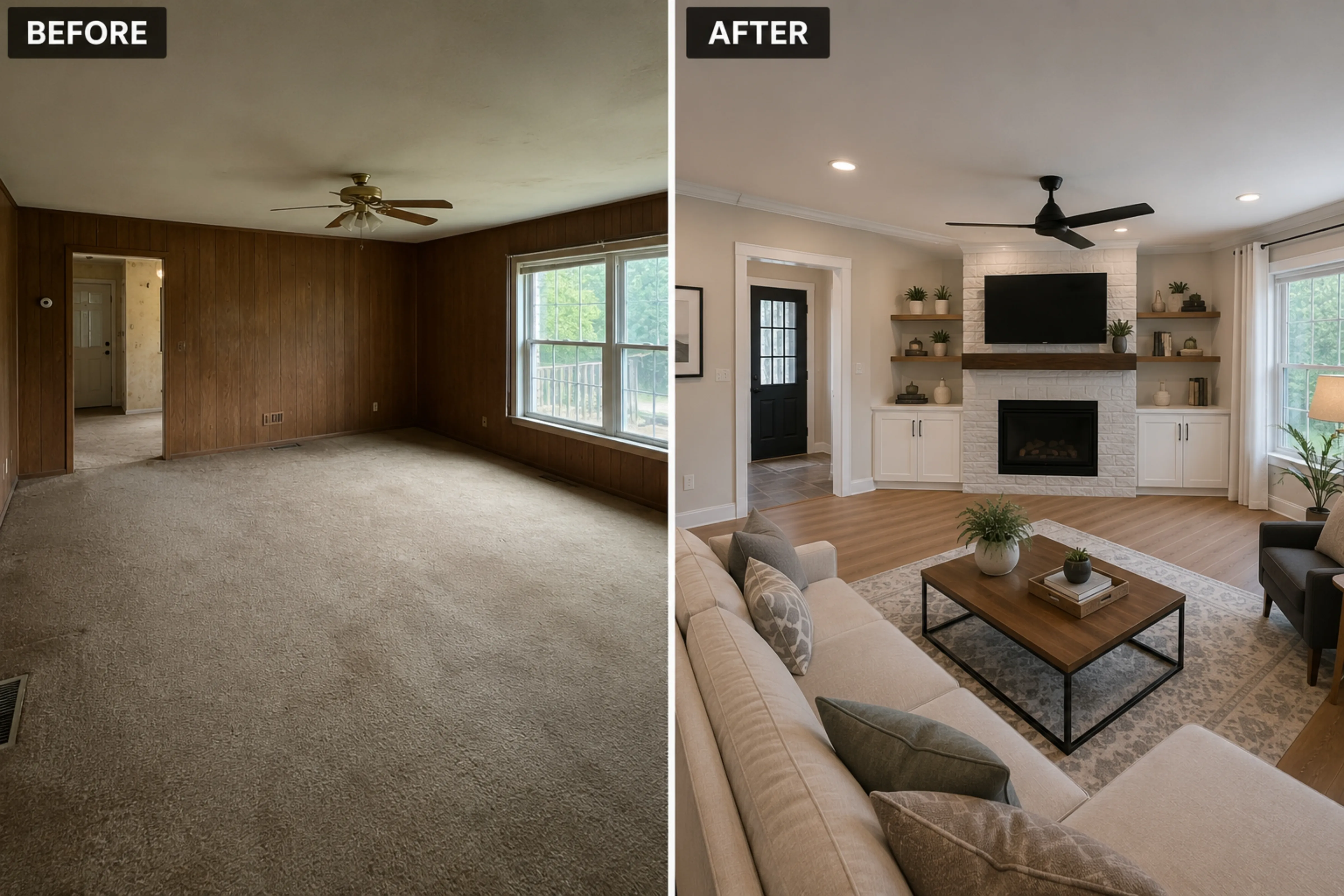 Home renovation before and after