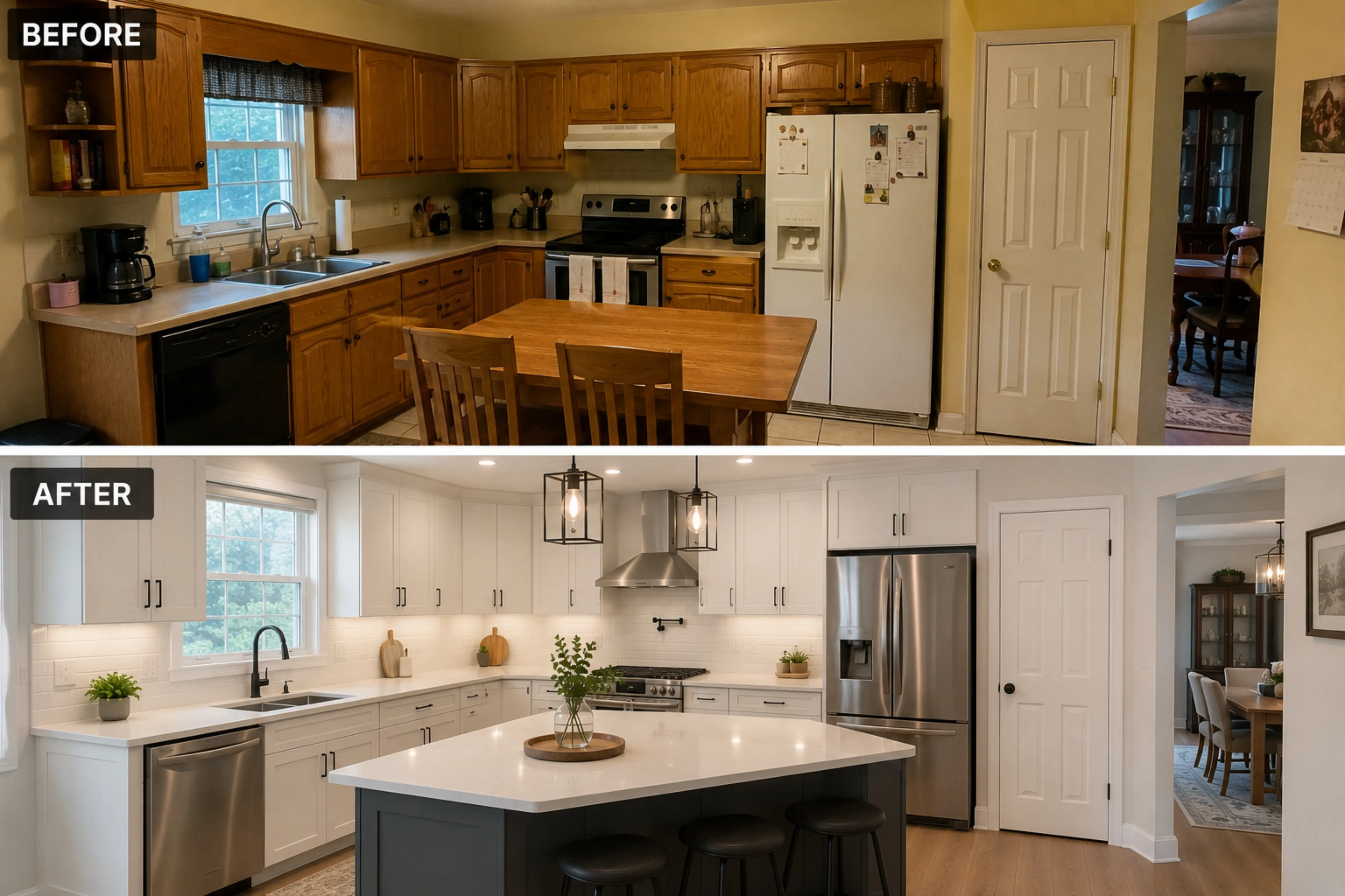 Kitchen remodel before and after